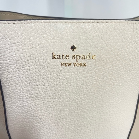 Kate Spade New York Lena Tan White Leather Colorblock Bucket Bag - Picture 5 of 13